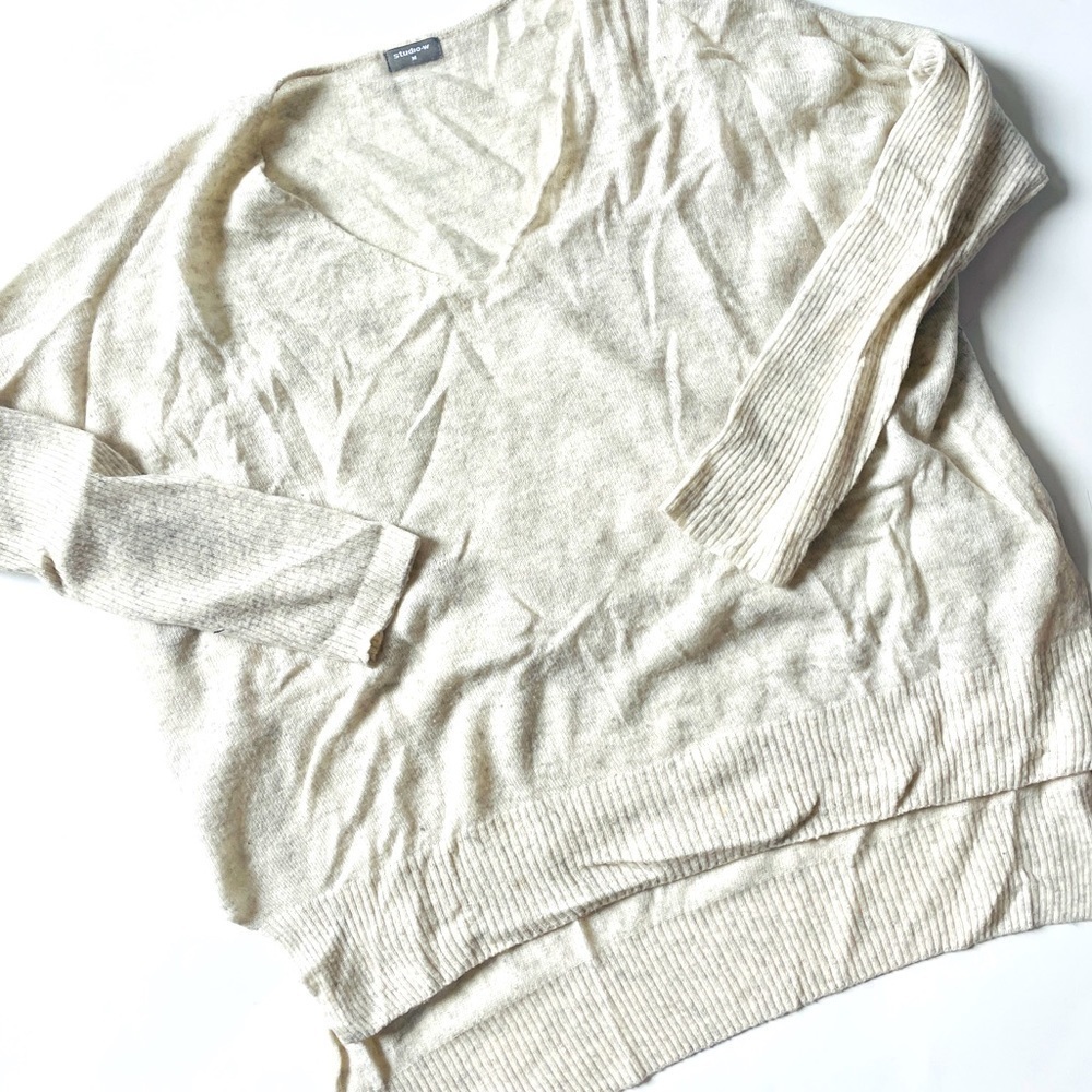 Studio W Oversized Cream Wool Blend Sweater - M